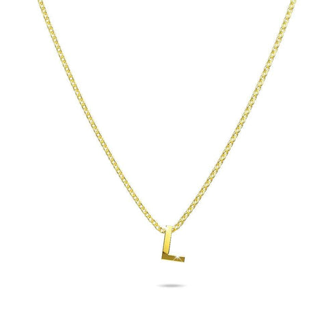Initials Brick Alphabet Letter Necklace Gold Layered Steel Jewellery